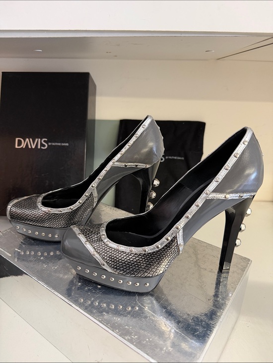 Ruthie Davis Gunmetal Gray Studded Platform Pumps main image 5